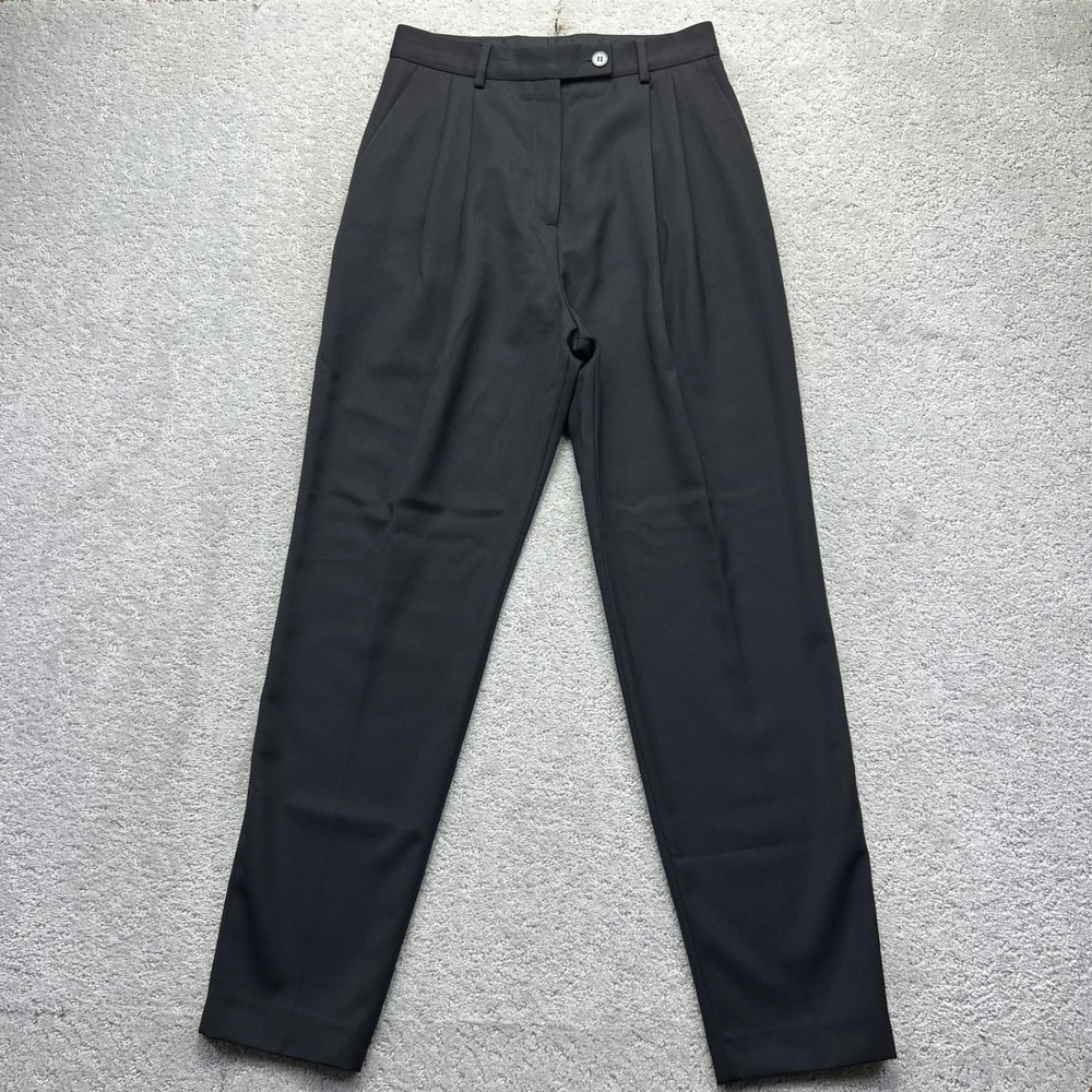 Acne Studios Trousers Womens 38 Black Wool Blend Pleated High Waist Professional